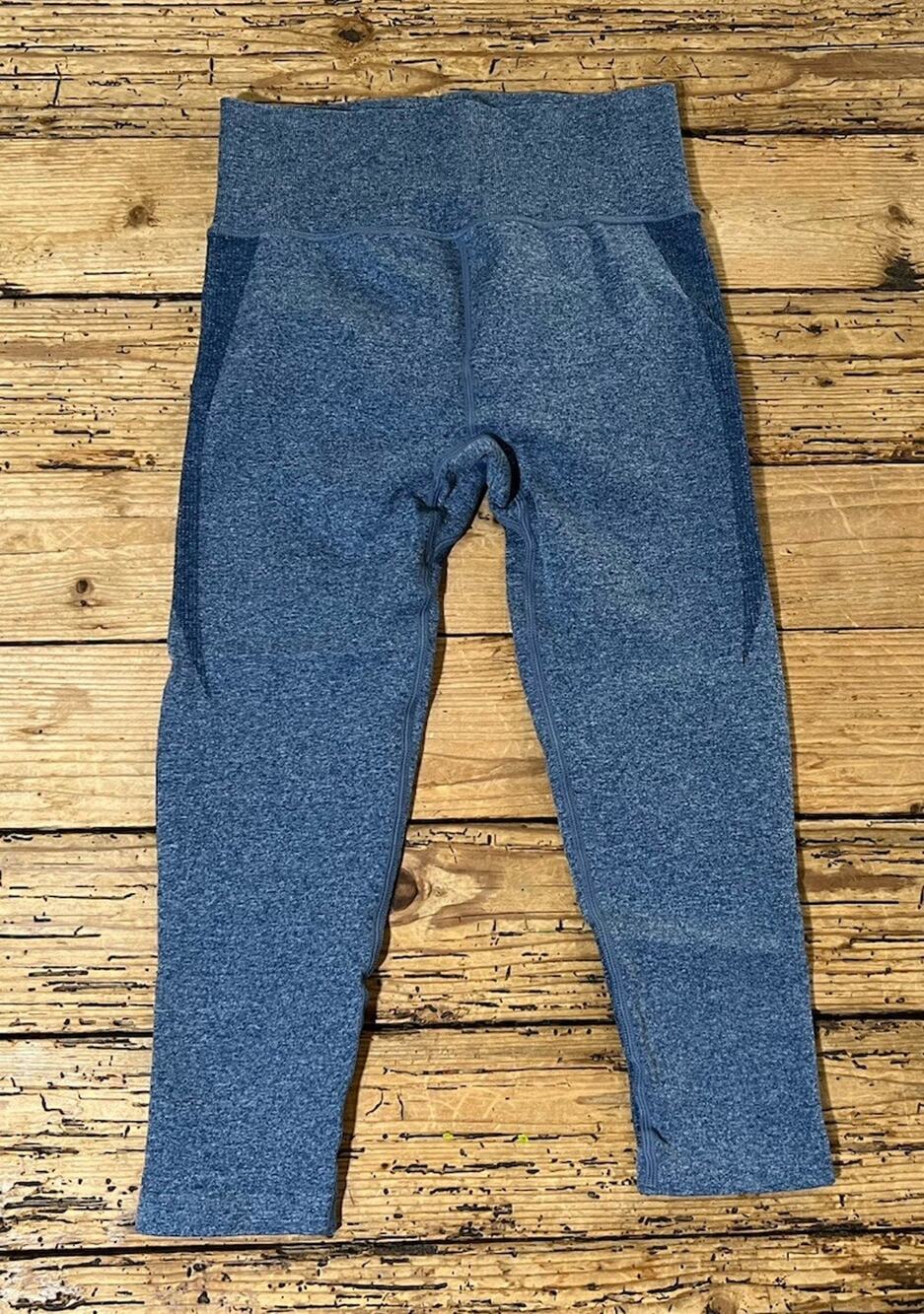 Muscle Nation Women’s Size S Heathered Blue Seamless Contour Leggings NWOT